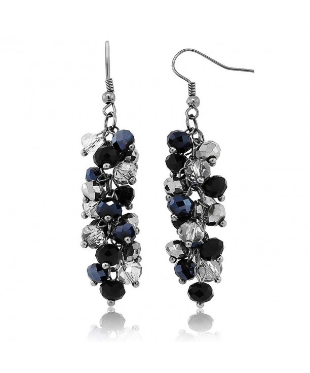 Silver Cluster Faceted Crystal Earrings