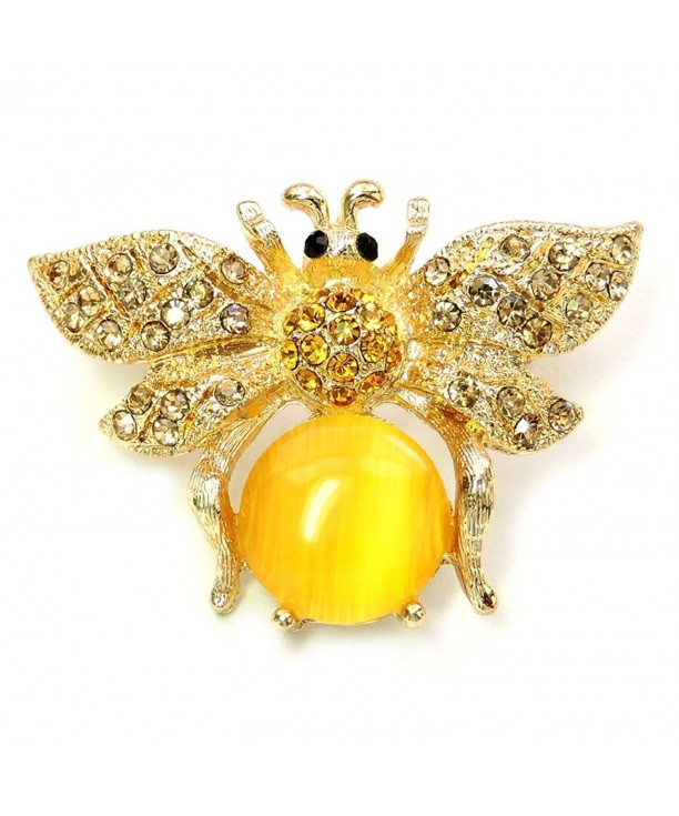 Faship Yellow Crystal Bumblebee Brooch