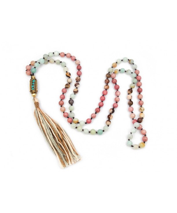 Beaded Necklace Bohemian Amazonite Rhodonite