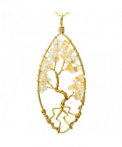 SUNYIK Citrine Pendant Tumbled Necklace