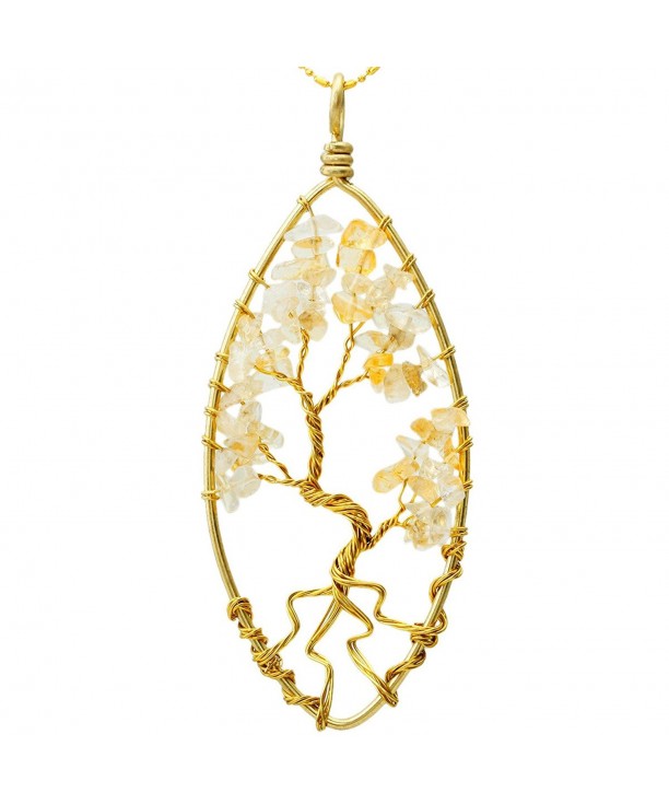 SUNYIK Citrine Pendant Tumbled Necklace