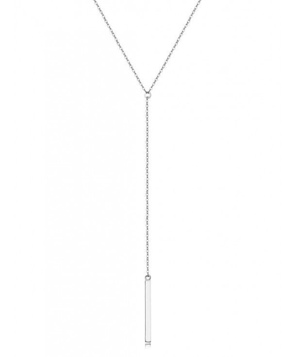 Sterling Silver Lariat Necklace Minimalist