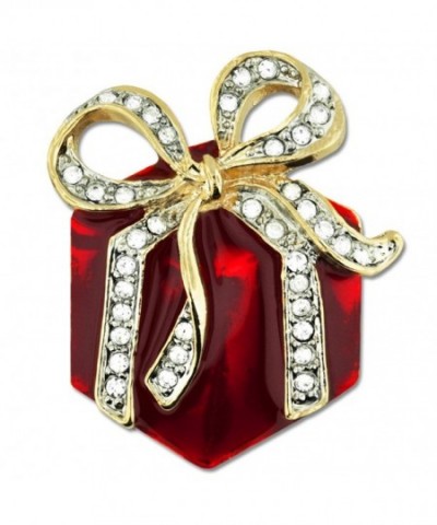 PinMarts Christmas Present Rhinestone Brooch