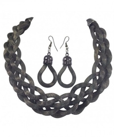 Braided Designer Statement Necklace Earring