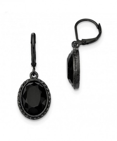 Black plated Faceted Bead Leverback Earrings