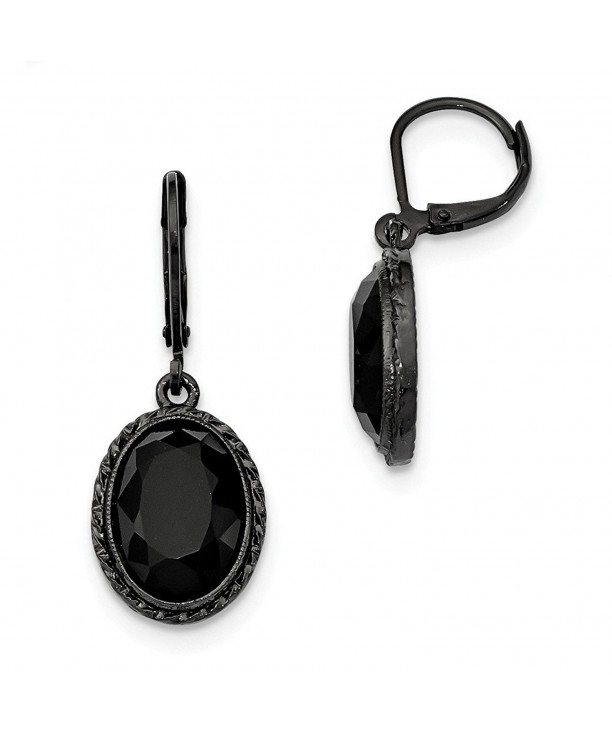 Black plated Faceted Bead Leverback Earrings