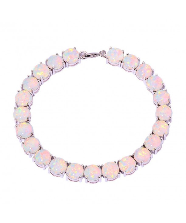 CiNily Rhodium Created Gemstone Bracelet