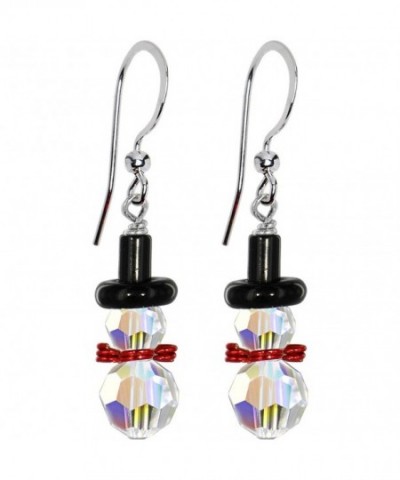 Handcrafted Snowman Earrings Swarovski Crystals