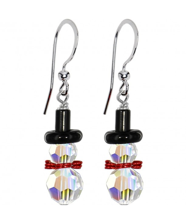 Handcrafted Snowman Earrings Swarovski Crystals