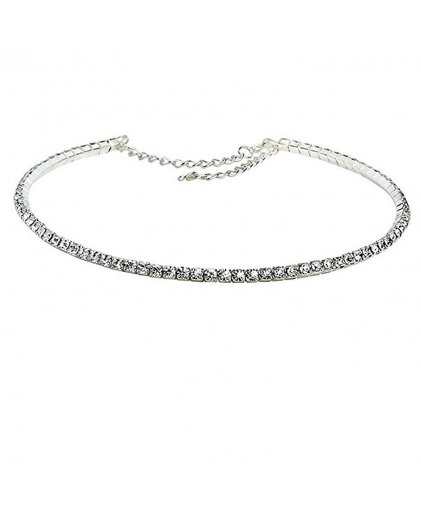 Rhinestone Choker Row Silver iShine