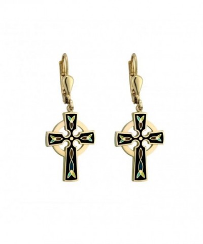 Celtic Cross Earrings Plated Black