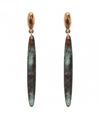 Hammered Pierced Earrings Verdigris Gold Tone