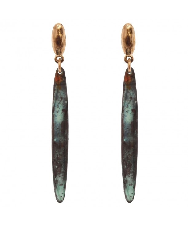 Hammered Pierced Earrings Verdigris Gold Tone