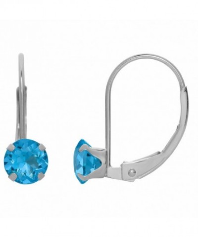 Round Natural Topaz Leverback Earrings