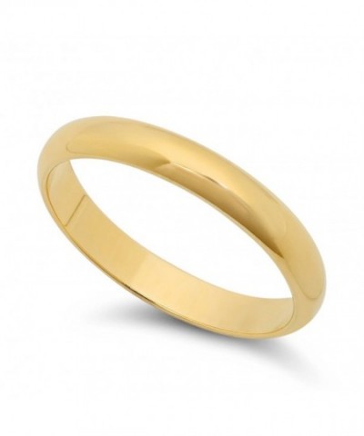 14k Yellow Gold Heavy Plated 3mm Smooth Domed Wedding Band Ring ...