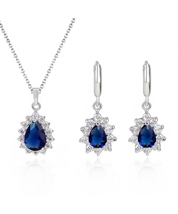 SELOVO Teardrop Earrings Jewellery Sapphire color