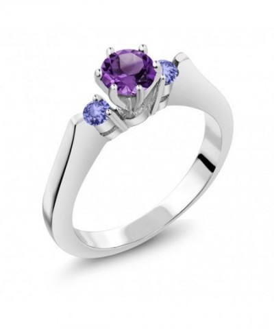 Purple Amethyst Tanzanite Sterling 3 Stone