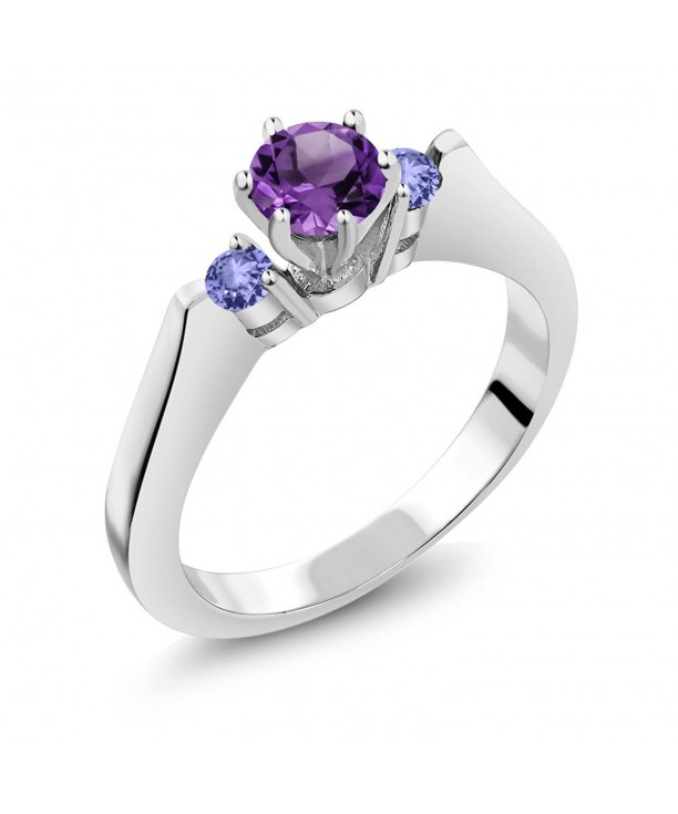 Purple Amethyst Tanzanite Sterling 3 Stone