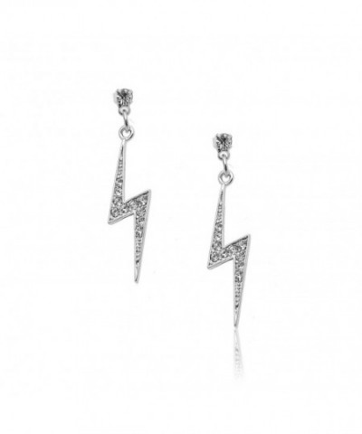 Spinningdaisy Silver Crystal Lightning Earrings