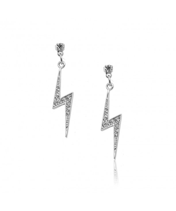 Spinningdaisy Silver Crystal Lightning Earrings