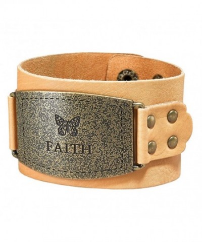 Ladies Leather Christian Wristband Buckle