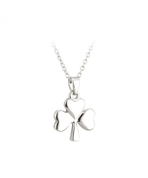 Shamrock Necklace Rhodium Plated Irish