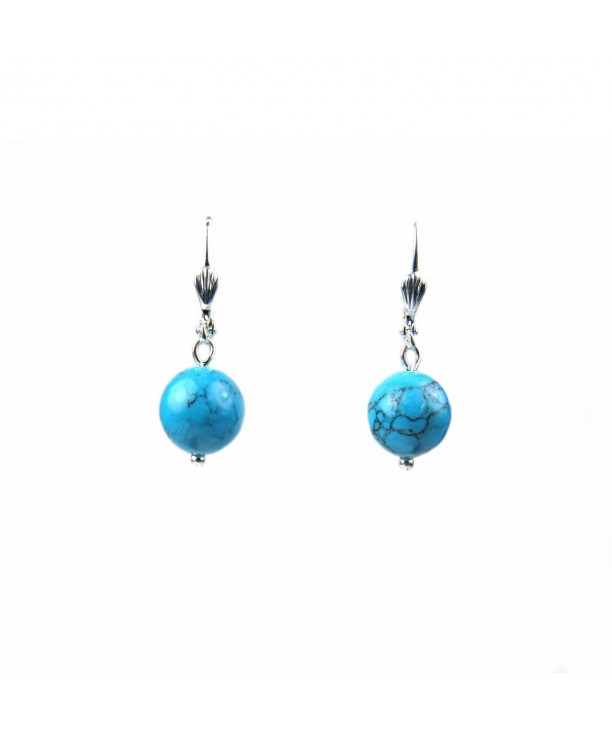 Composed Turquoise Leverback Earrings Assembled