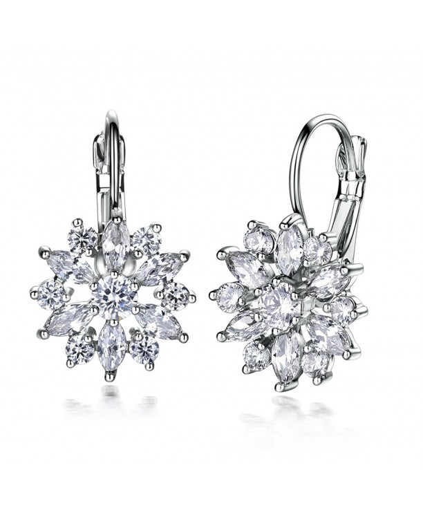 GULICX Silver Color Marquise Zirconia Earrings