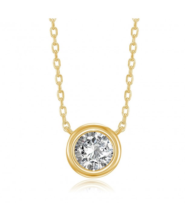 PAVOI Bezel Necklace Yellow Plated