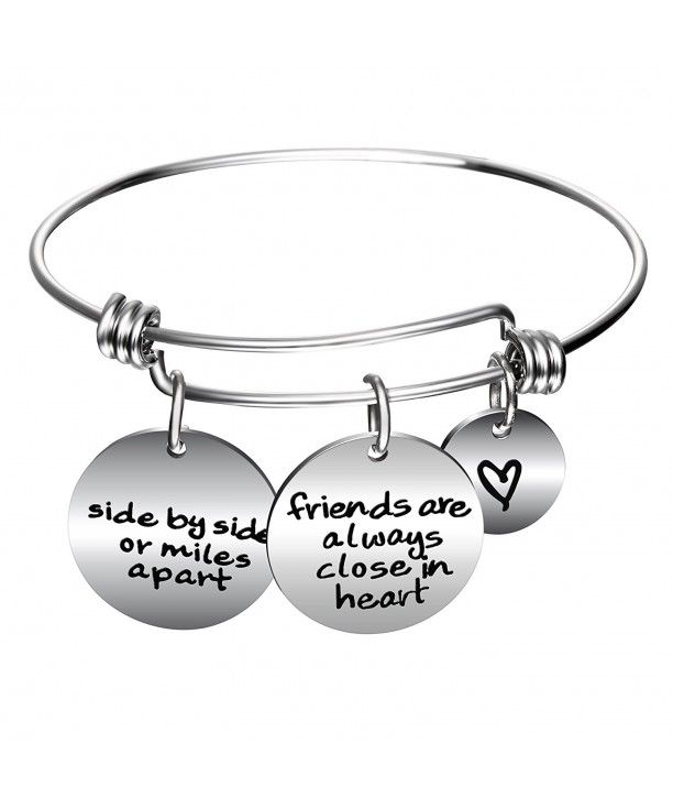 Side By Side Or Miles Apart Best Friends Charms Bangle Bracelets Long ...