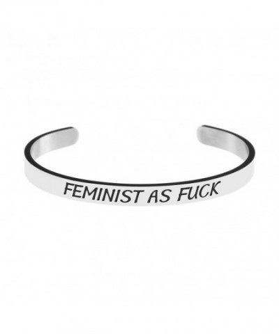 Bracelet Engraved Inspirational Feminist Stamped