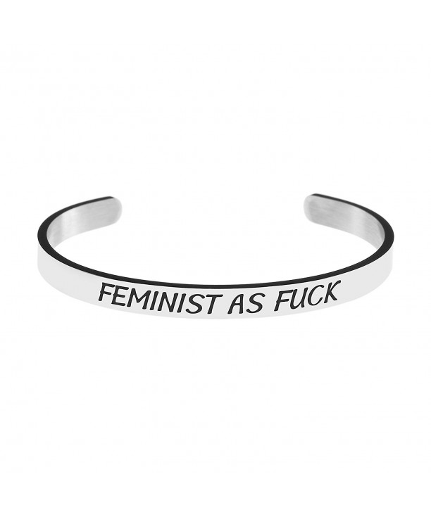 Bracelet Engraved Inspirational Feminist Stamped