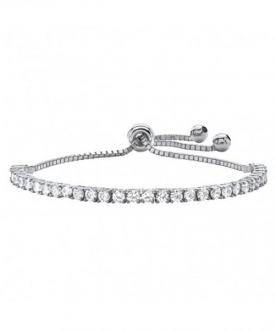 Zirconia Silvertone Adjustable Drawstring Bracelet