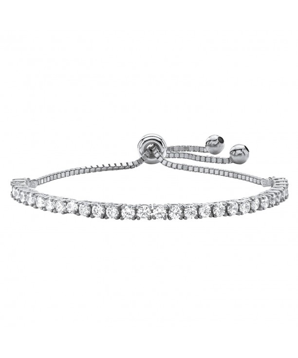 Zirconia Silvertone Adjustable Drawstring Bracelet