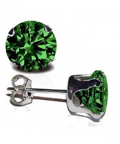 Solitaire Earrings Simulated Emerald Sterling