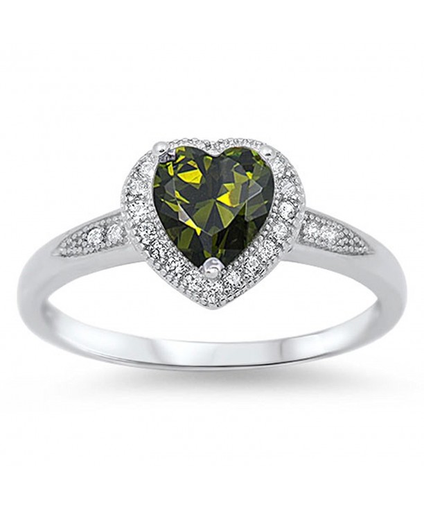 Simulated Peridot Heart Sterling Silver