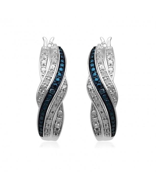 Jewelili Sterling Silver Diamond Earrings