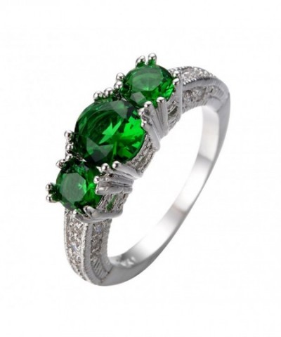 Jewelry Three stone Emerald Wedding Engagement