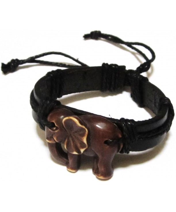 Brown Elephant Bracelet Leather Indian