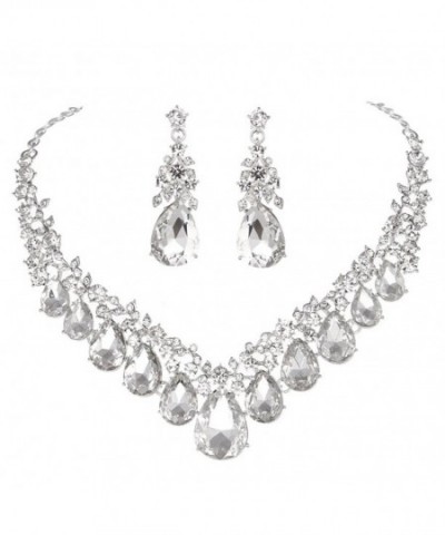 Youfir Rhinestone V shaped Teardrop Necklace