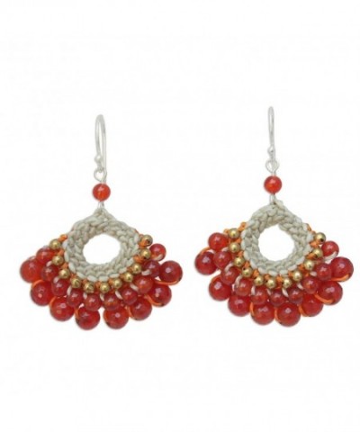 NOVICA Crocheted Carnelian Earrings Sterling