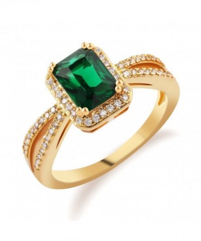 GULICX Emerald Cut Green Stone Statement