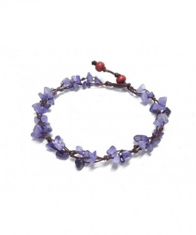 Purple Amethyst Color Bead Anklet