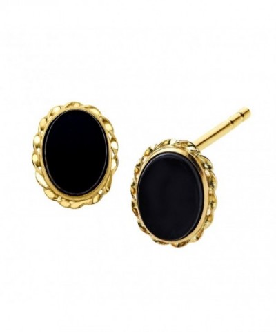Natural Oval Cut Onyx Earrings Yellow