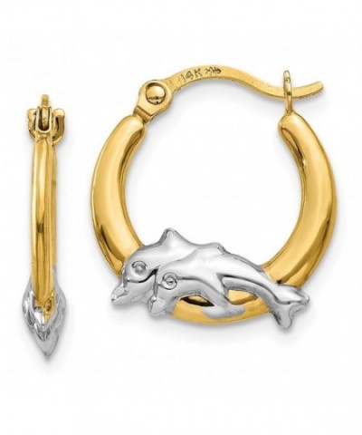 Gold Rhodium Dolphin Hoop Earrings