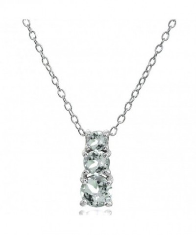 Sterling Aquamarine Graduating Pendant Necklace