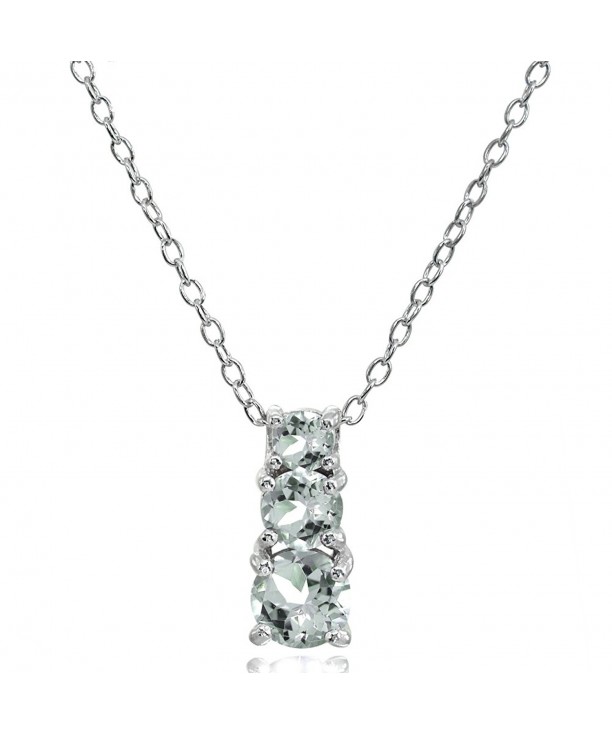 Sterling Aquamarine Graduating Pendant Necklace