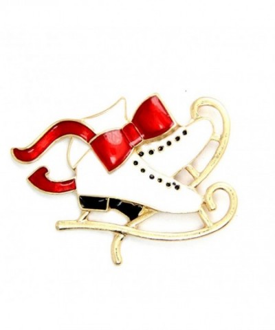 Christmas Brooch Vintage Skating Holiday