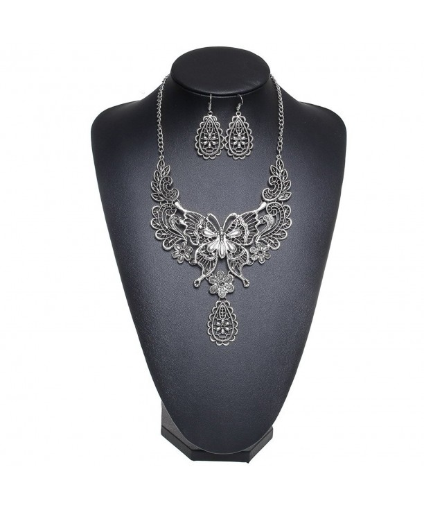 SUMAJU Statement Necklace Butterfly Earrings