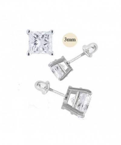 Princess Simulated Diamond Earring Setting